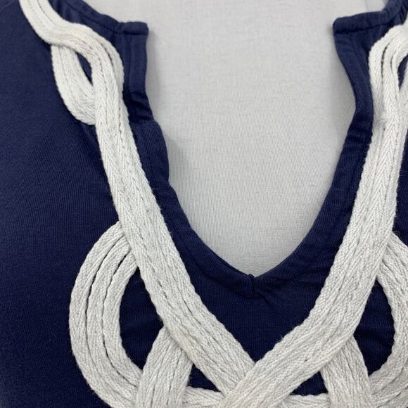 Lilly Pulitzer Dress Womens XS Extra Small Navy White Pima Cotton Rope Detail - Picture 4 of 13